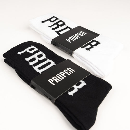 PROPER SOCKS B/W 2 PACK - Proper Streetwear