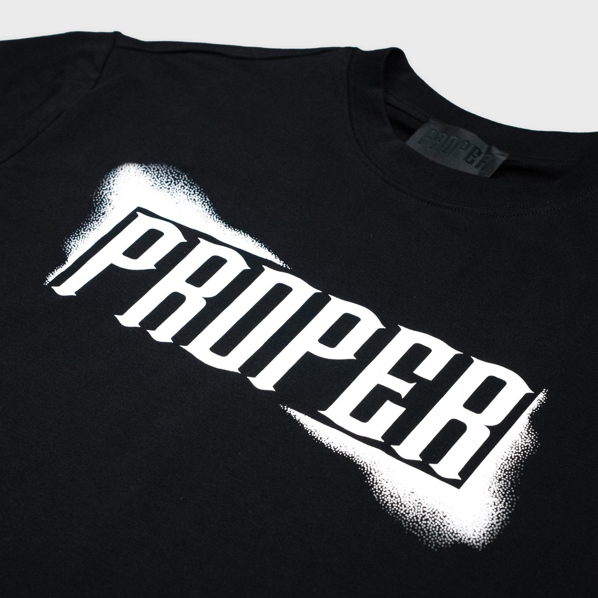 PROPER SPRAY FITTED TEE BLACK/WHITE - Proper Streetwear