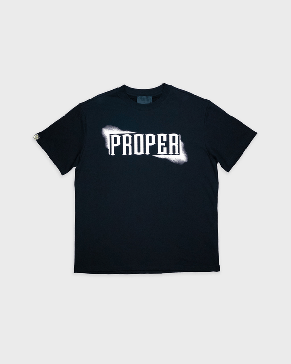 PROPER SPRAY FITTED TEE BLACK/WHITE - Proper Streetwear