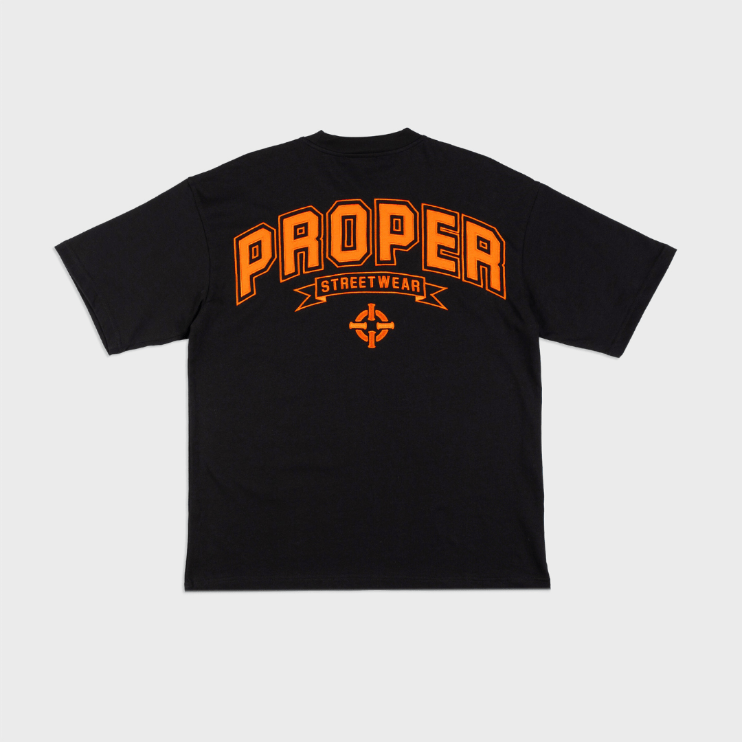 PROPER STREETWEAR OVERSIZED TEE BLACK/ORANGE - Proper Streetwear
