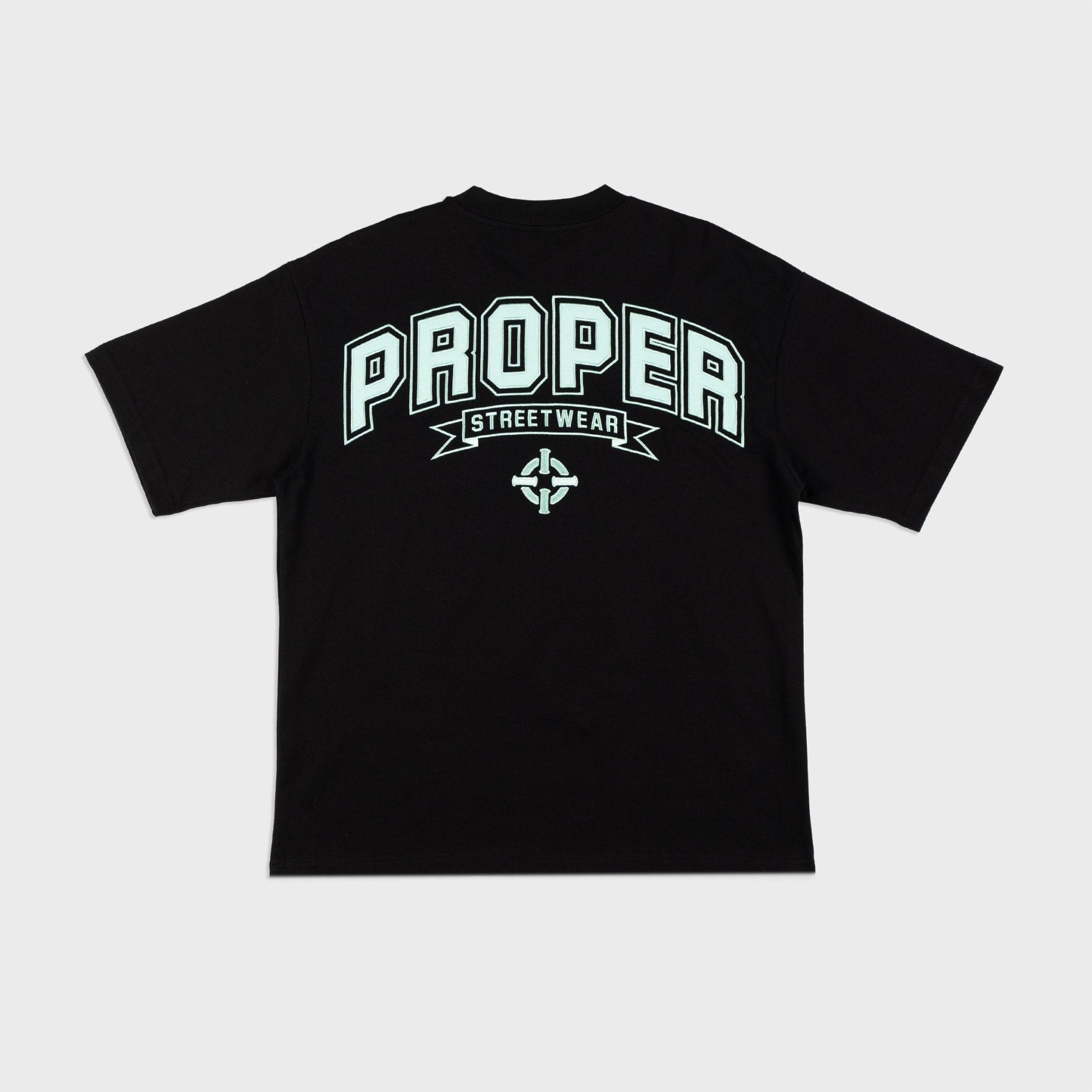 PROPER STREETWEAR OVERSIZED TEE BLACK/TIFFANY BLUE - Proper Streetwear