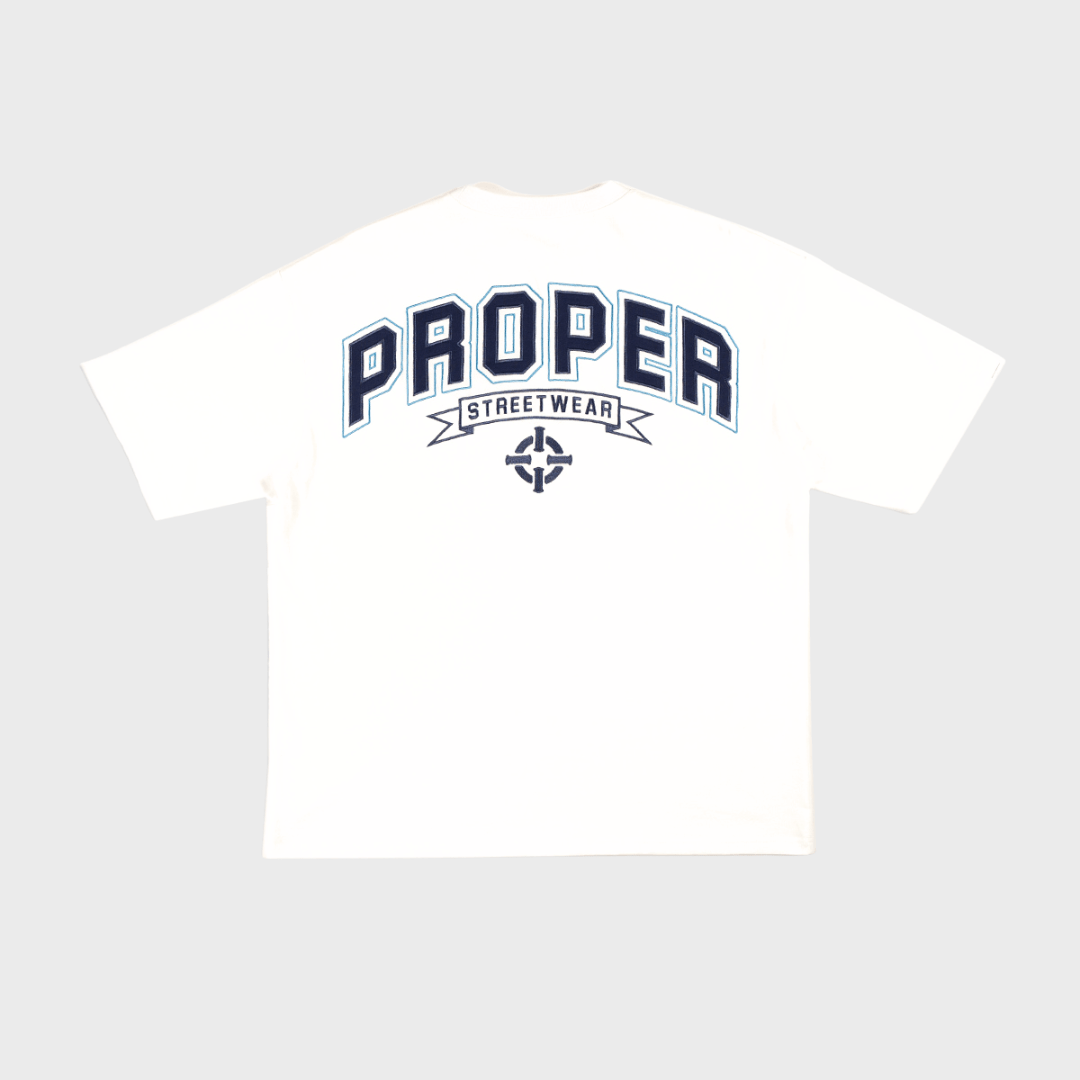 PROPER STREETWEAR OVERSIZED TEE WHITE/BLUE - Proper Streetwear