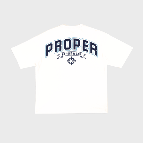 PROPER STREETWEAR OVERSIZED TEE WHITE/BLUE - Proper Streetwear