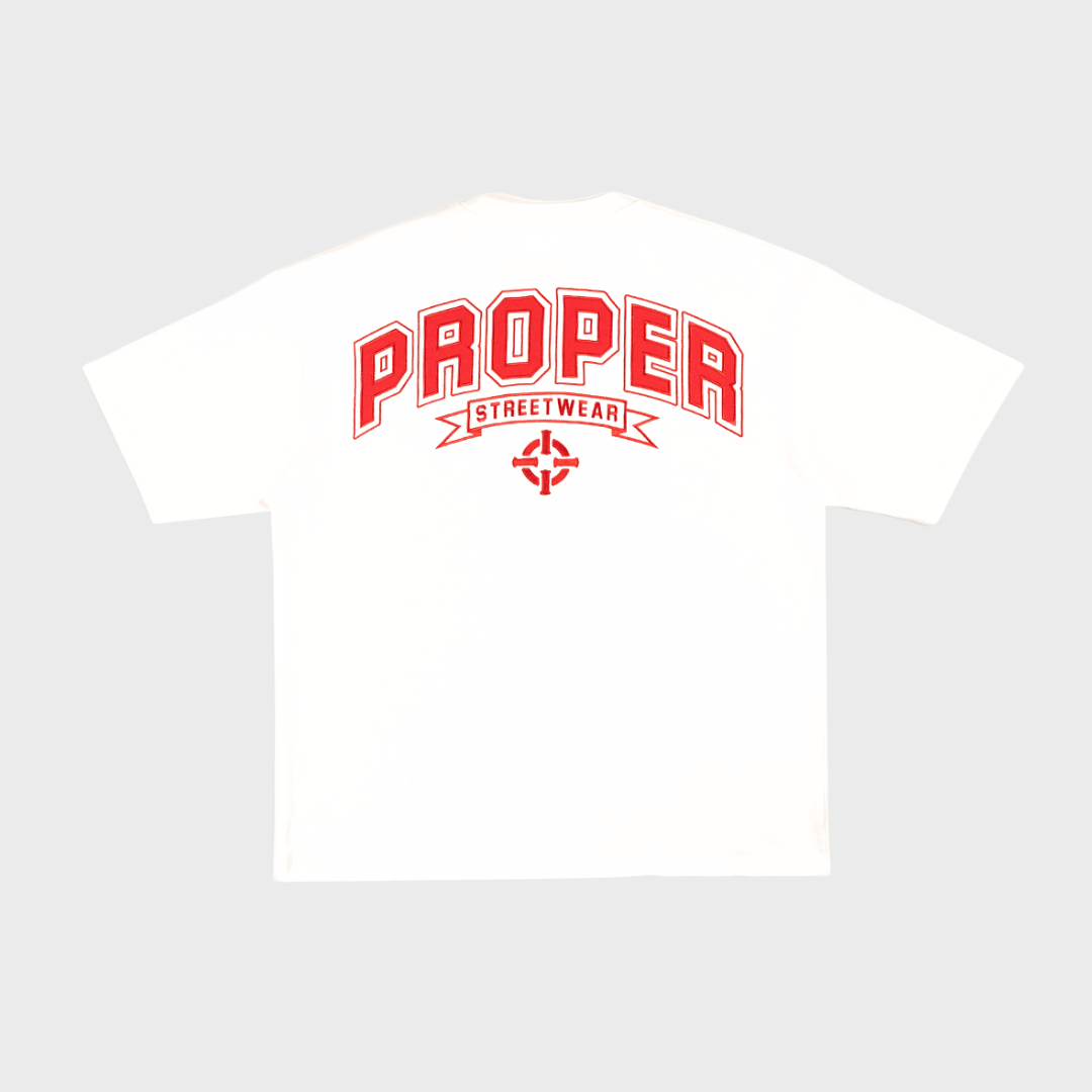 PROPER STREETWEAR OVERSIZED TEE WHITE/RED - Proper Streetwear