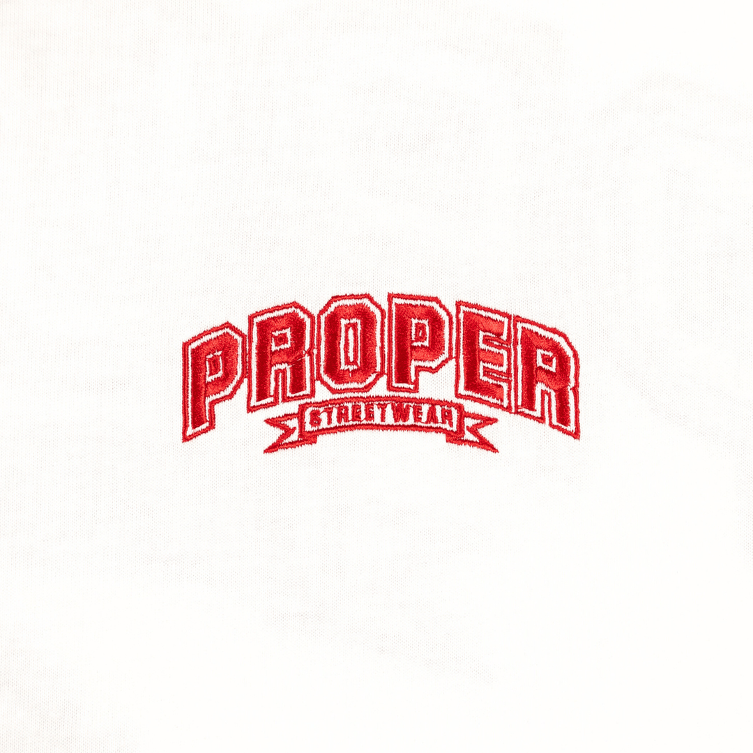 PROPER STREETWEAR OVERSIZED TEE WHITE/RED - Proper Streetwear