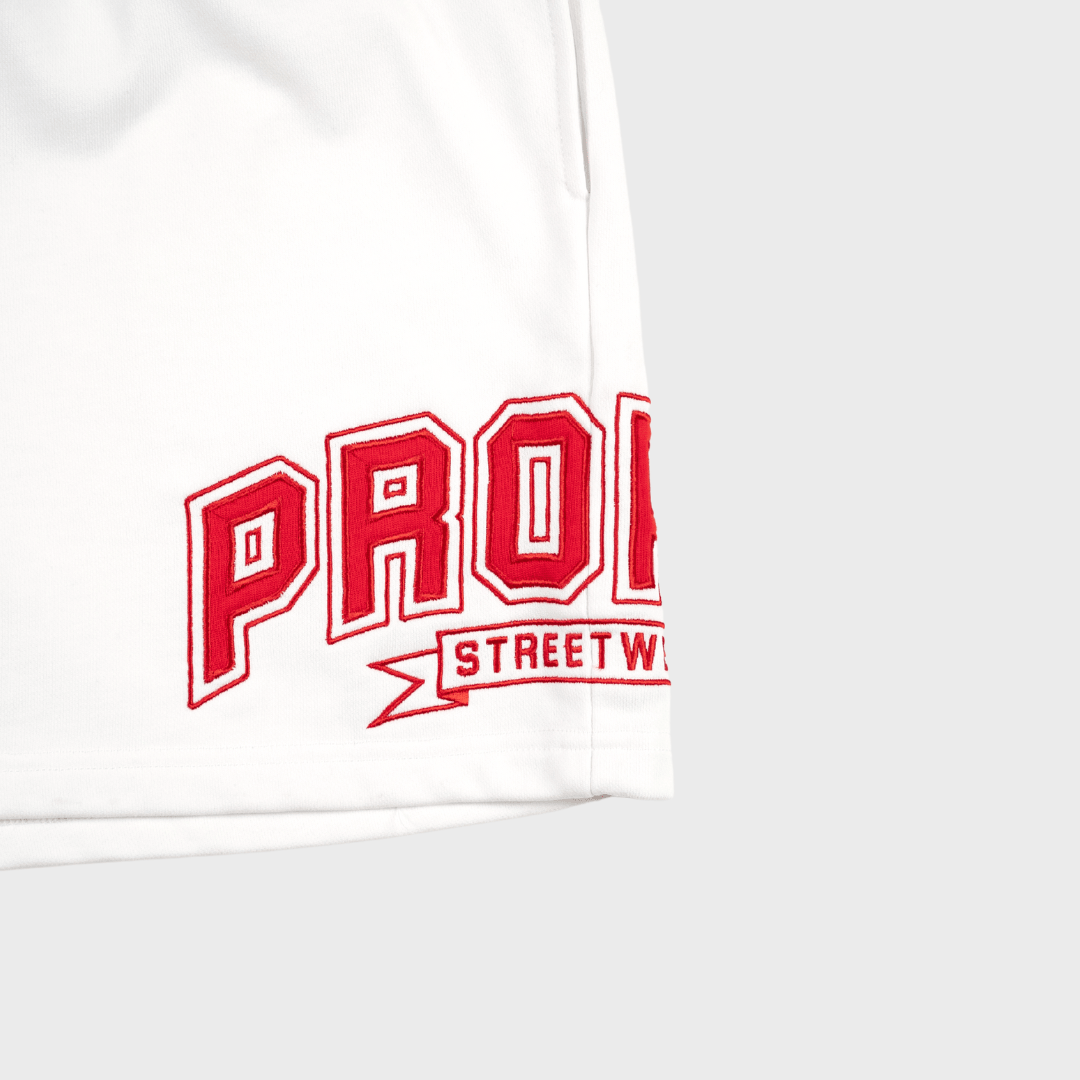 PROPER STREETWEAR SHORTS WHITE/RED - Proper Streetwear