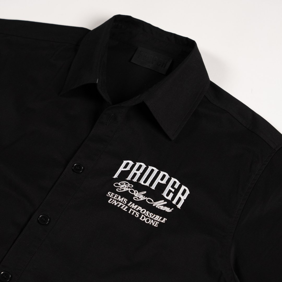 PROPER TARGET BUTTON UP SHIRT BLACK - Proper Streetwear