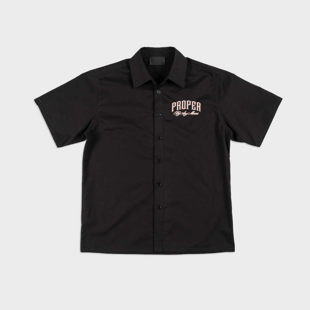 PROPER TARGET BUTTON UP SHIRT BLACK/ROSE GOLD - Proper Streetwear