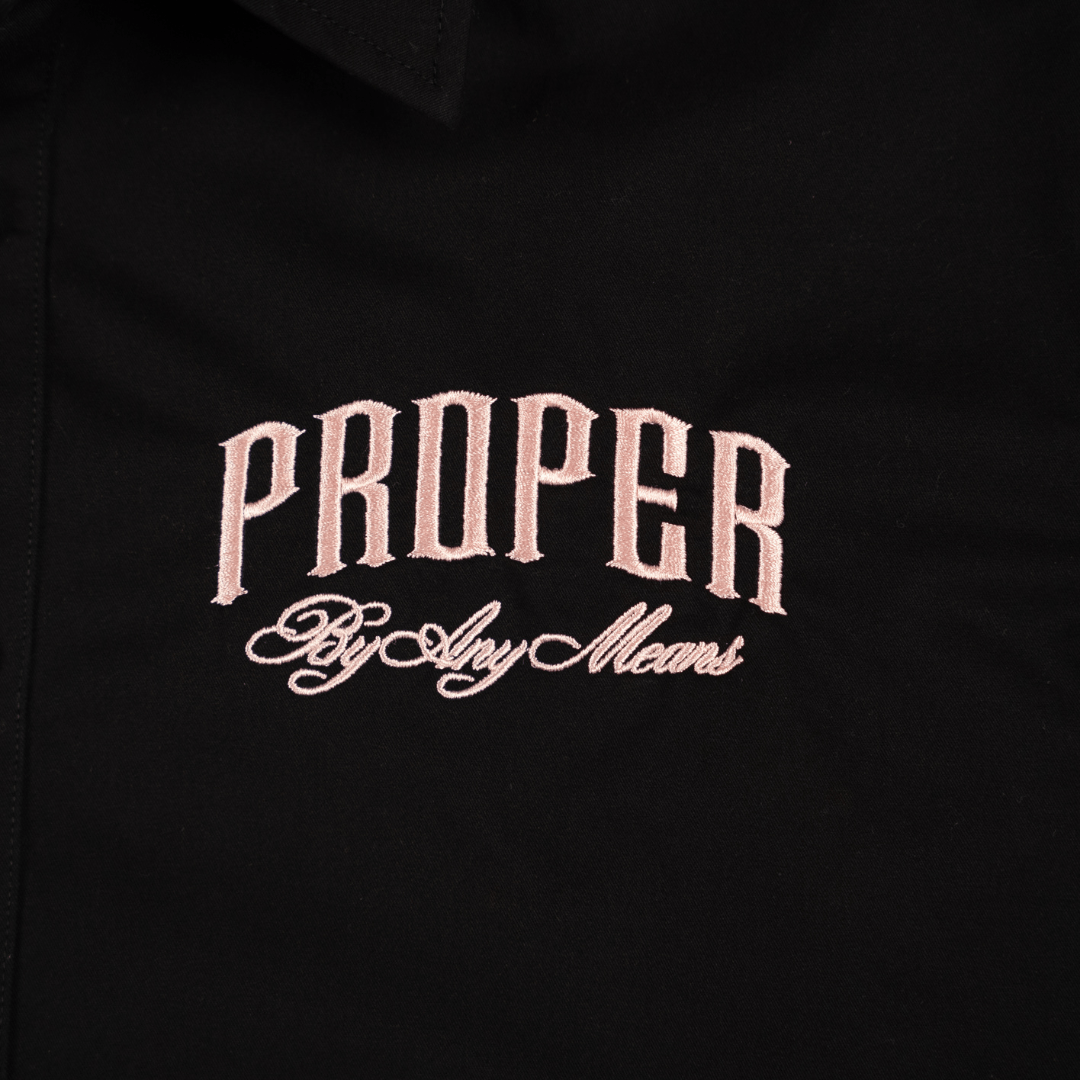 PROPER TARGET BUTTON UP SHIRT BLACK/ROSE GOLD - Proper Streetwear