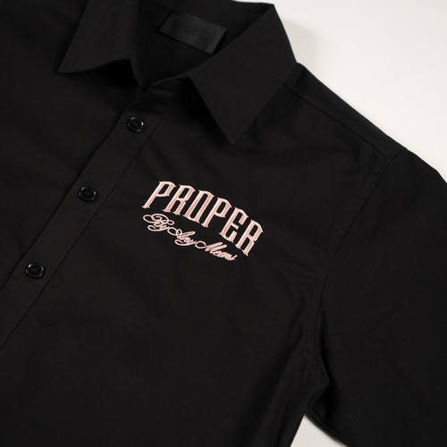 PROPER TARGET BUTTON UP SHIRT BLACK/ROSE GOLD - Proper Streetwear