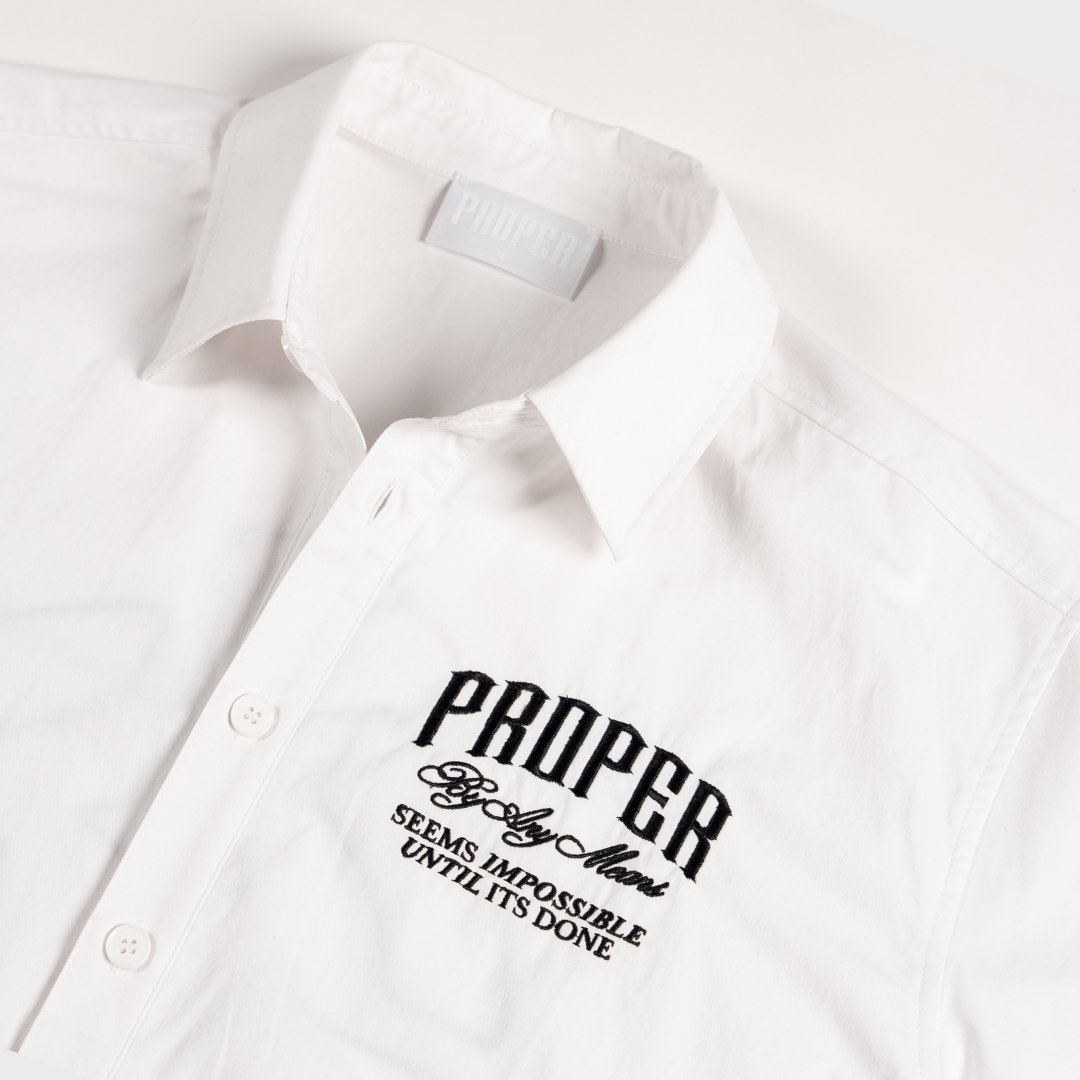 PROPER TARGET BUTTON UP SHIRT WHITE - Proper Streetwear