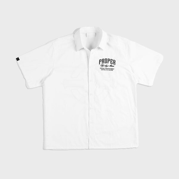 PROPER TARGET BUTTON UP SHIRT WHITE - Proper Streetwear
