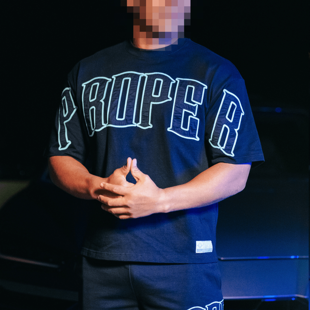 PROPER TARGET OVERSIZED TEE BLACK/ICY BLUE - Proper Streetwear