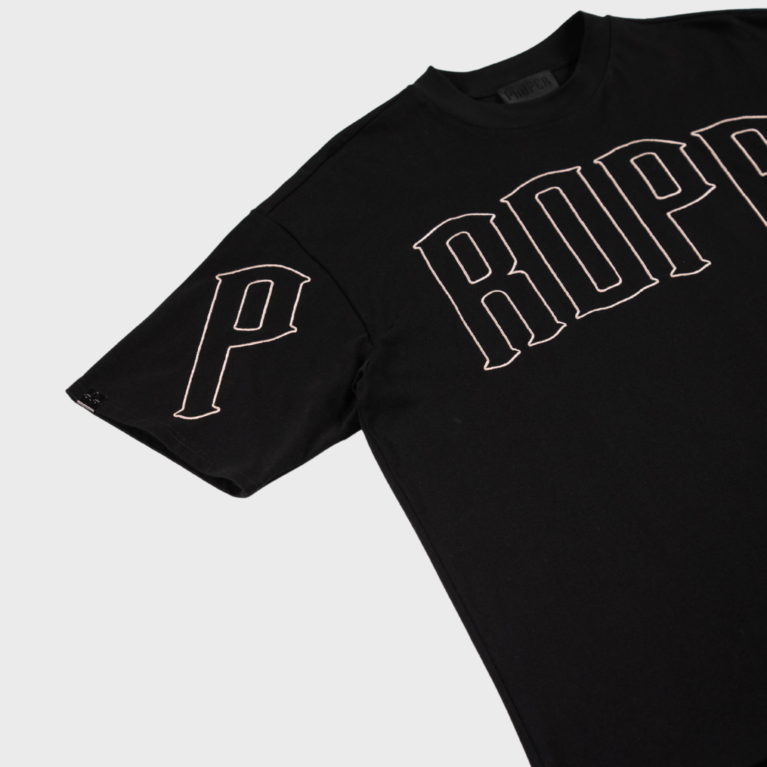 PROPER TARGET OVERSIZED TEE BLACK/ROSE GOLD - Proper Streetwear