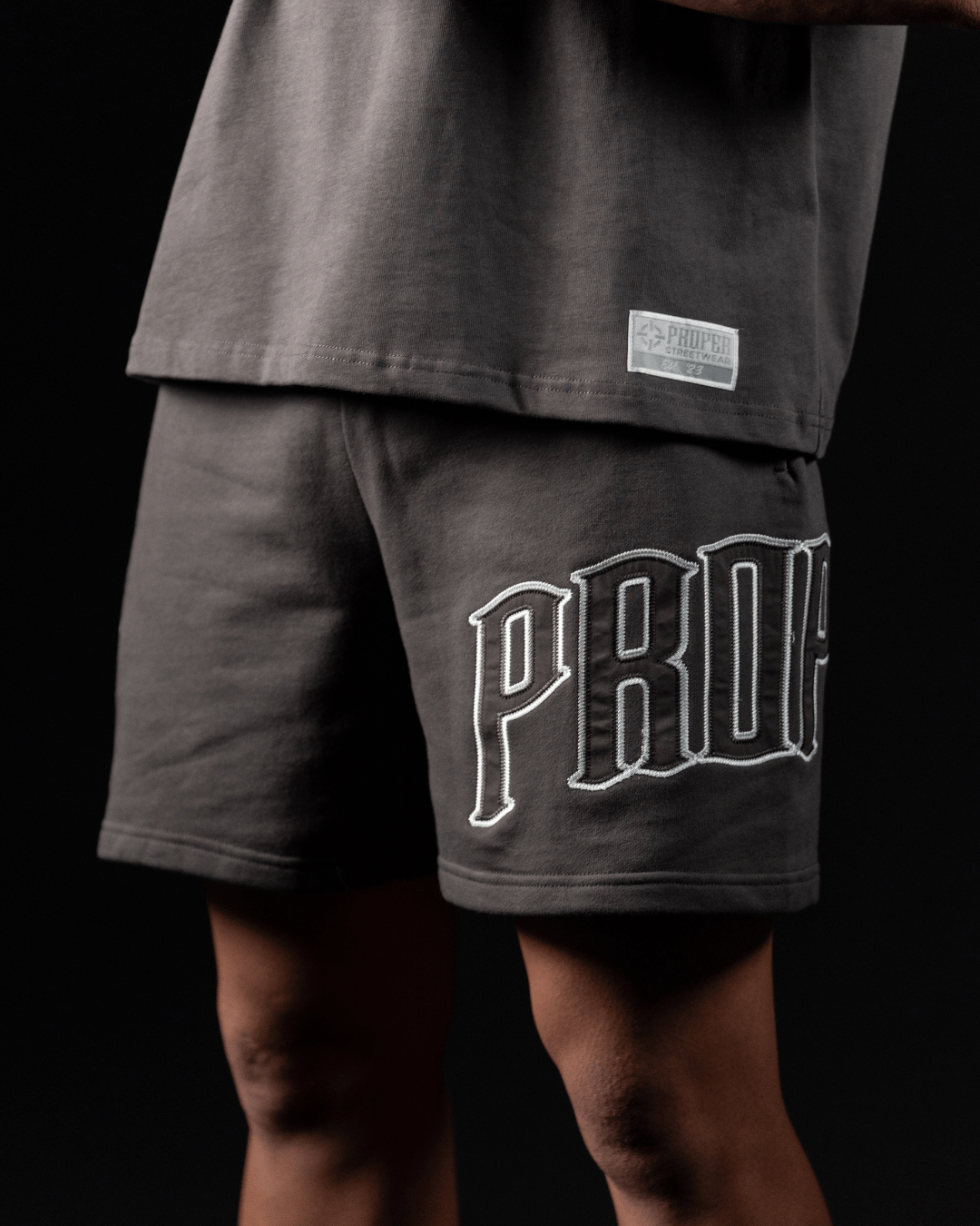 PROPER TARGET SHORTS CHARCOAL/WHITE - Proper Streetwear