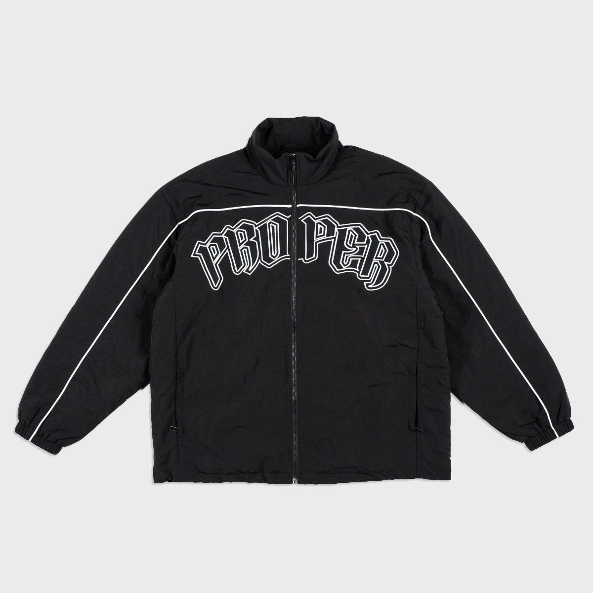 PROPER VARSITY JACKET BLACK/WHITE - Proper Streetwear