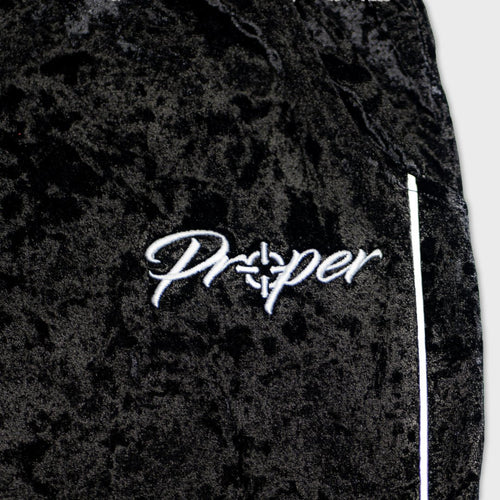 PROPER VELOUR TRACKPANTS BLACK - Proper Streetwear