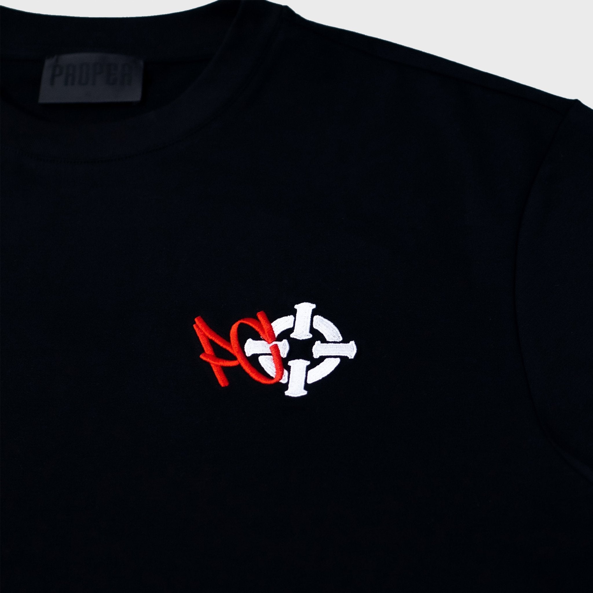 PROPER X PAPERCHASIN FITTED TEE BLACK/RED - Proper Streetwear