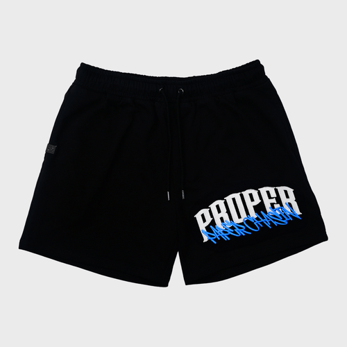 PROPER X PAPERCHASIN SHORTS BLACK/BLUE - Proper Streetwear