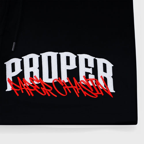 PROPER X PAPERCHASIN SHORTS BLACK/RED - Proper Streetwear