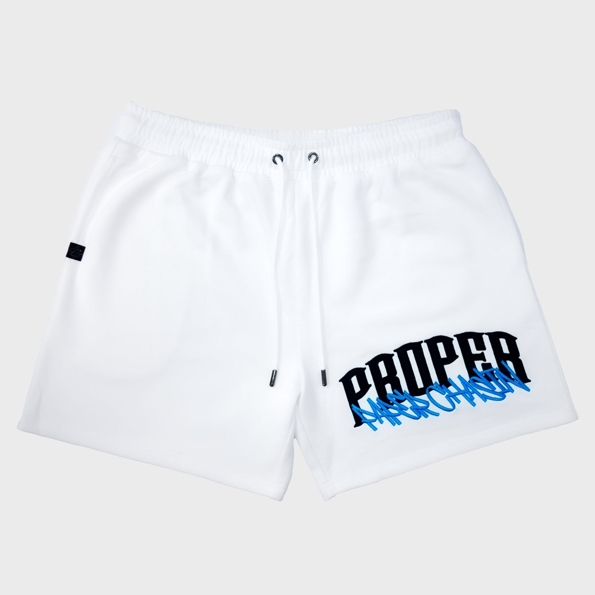 PROPER X PAPERCHASIN SHORTS WHITE/BLUE - Proper Streetwear