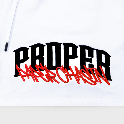 PROPER X PAPERCHASIN SHORTS WHITE/RED - Proper Streetwear