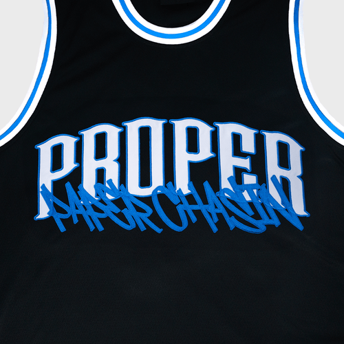 PROPER X PAPERCHASIN STREET JERSEY BLACK/BLUE - Proper Streetwear