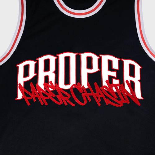 PROPER X PAPERCHASIN STREET JERSEY BLACK/RED - Proper Streetwear