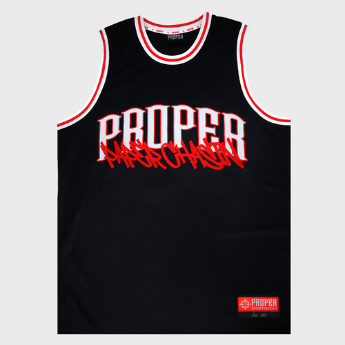 PROPER X PAPERCHASIN STREET JERSEY BLACK/RED - Proper Streetwear