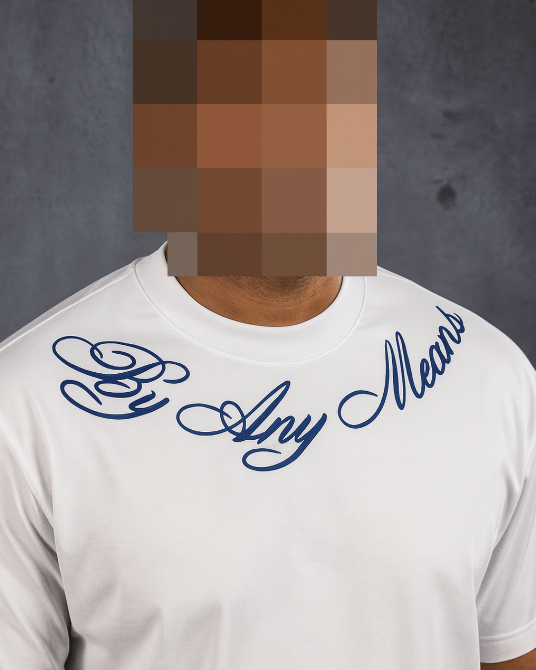 SCRIPTED ARC OVERSIZED TEE WHITE/BLUE - Proper Streetwear