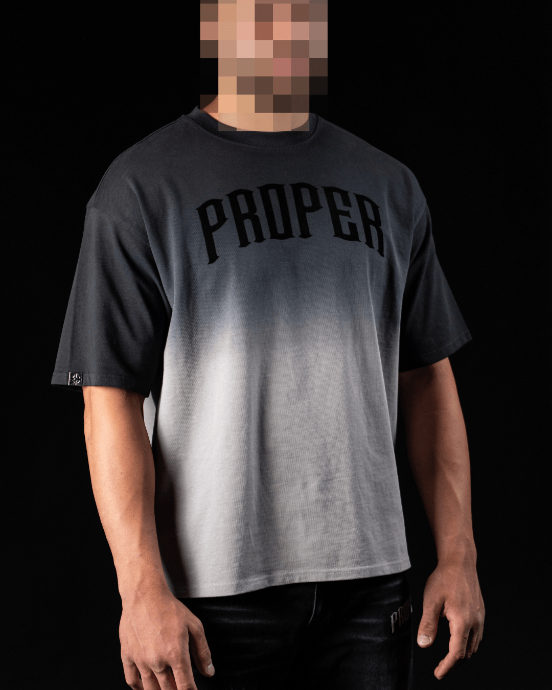 SHADOWFADE FITTED TEE BLACK - GREY - Proper Streetwear