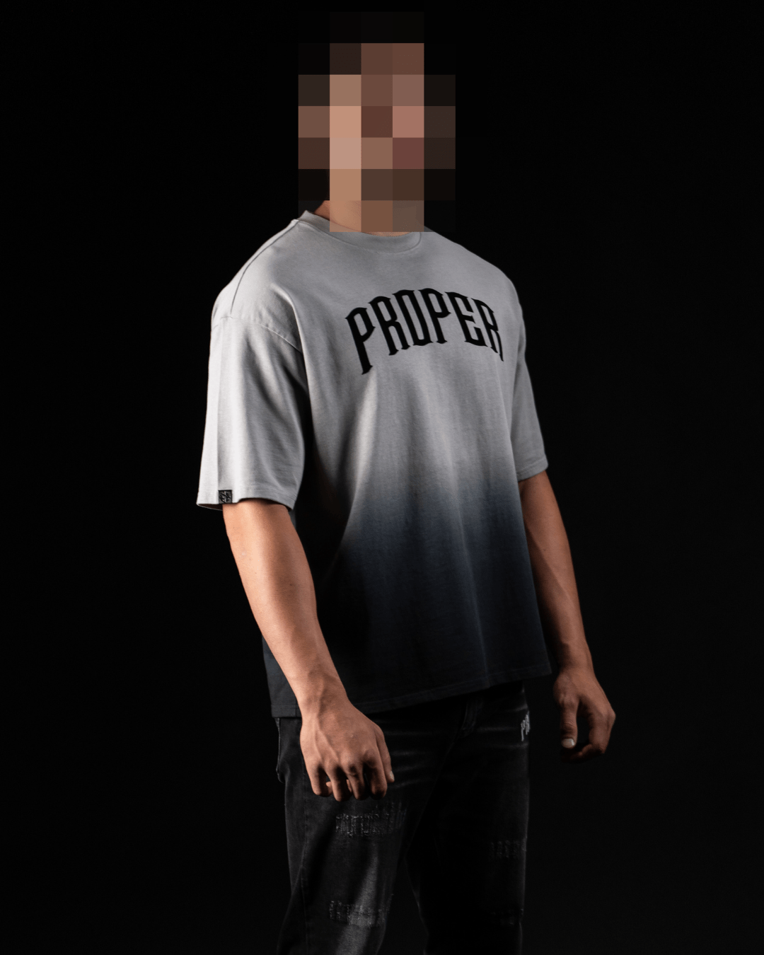 SHADOWFADE FITTED TEE GREY - BLACK - Proper Streetwear
